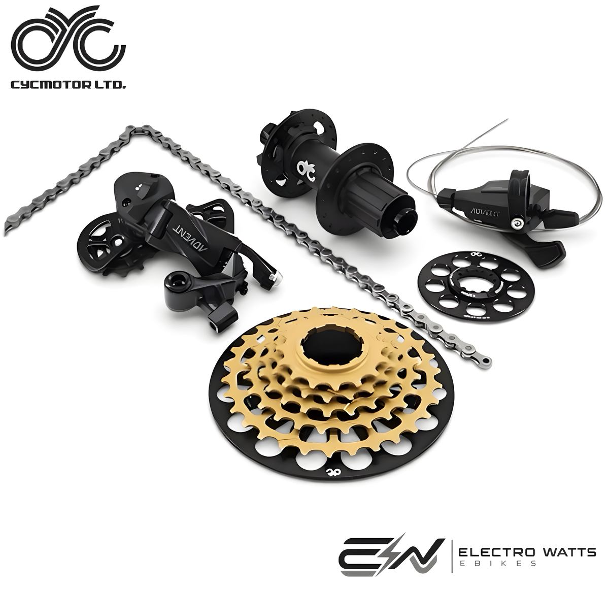 CYC Heavy-Duty 5-Speed eBike Drivetrain Upgrade Kit – Reinforced Cassette, AlexRims 5SB Hub, Microshift Advent Clutch Shifting & KMC e9 Turbo EPT Chain – Built for CYC Mid-Drive Systems